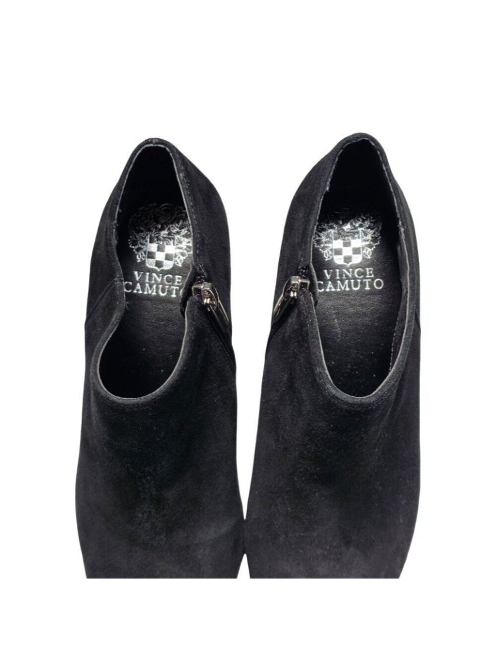 Women's - Vince Camuto Temindal Black Suede Heeled Booties, Size 7 1/2 - Picture 5 of 7